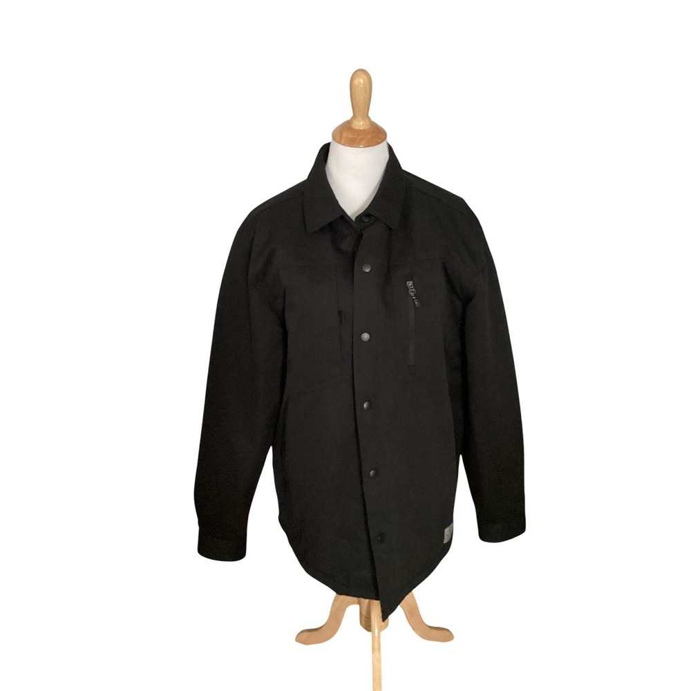 Rugged Elements Quilted Utility Shirt Jacket Mens L Black Excellent Puffer Coat